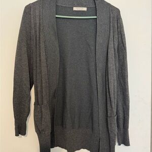 Active USA Dark Gray Open-Front Ribbed Cardigan